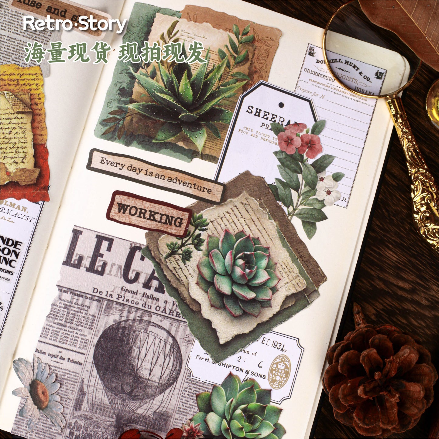 20 Pcs Vintage Flower Journal Paper BQDX