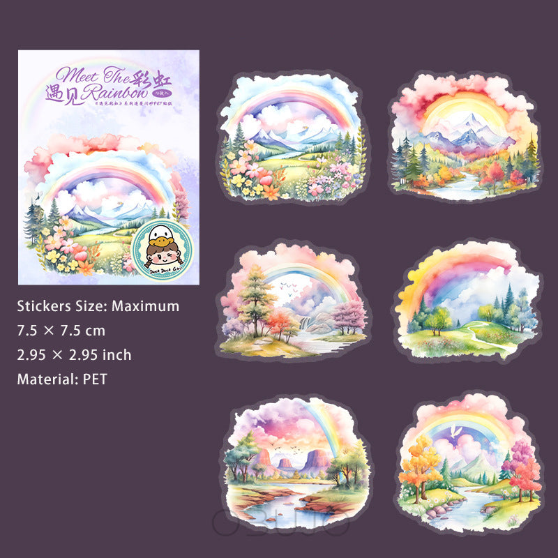 12 Pcs Rainbow Themed PET Stickers YJCH