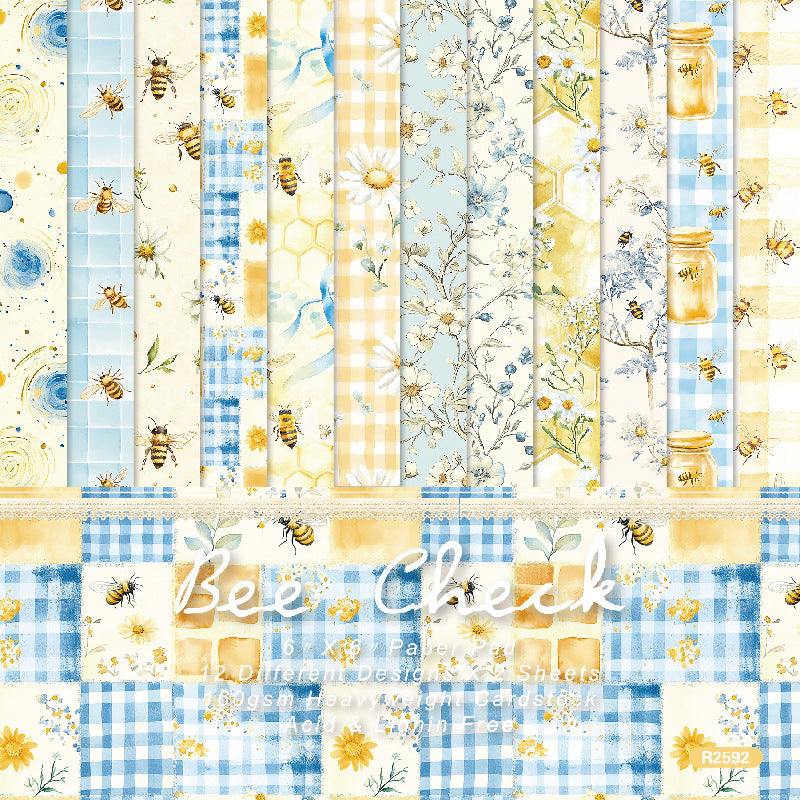 6 inch Bee Check Scrapbook Paper Pad SKP592