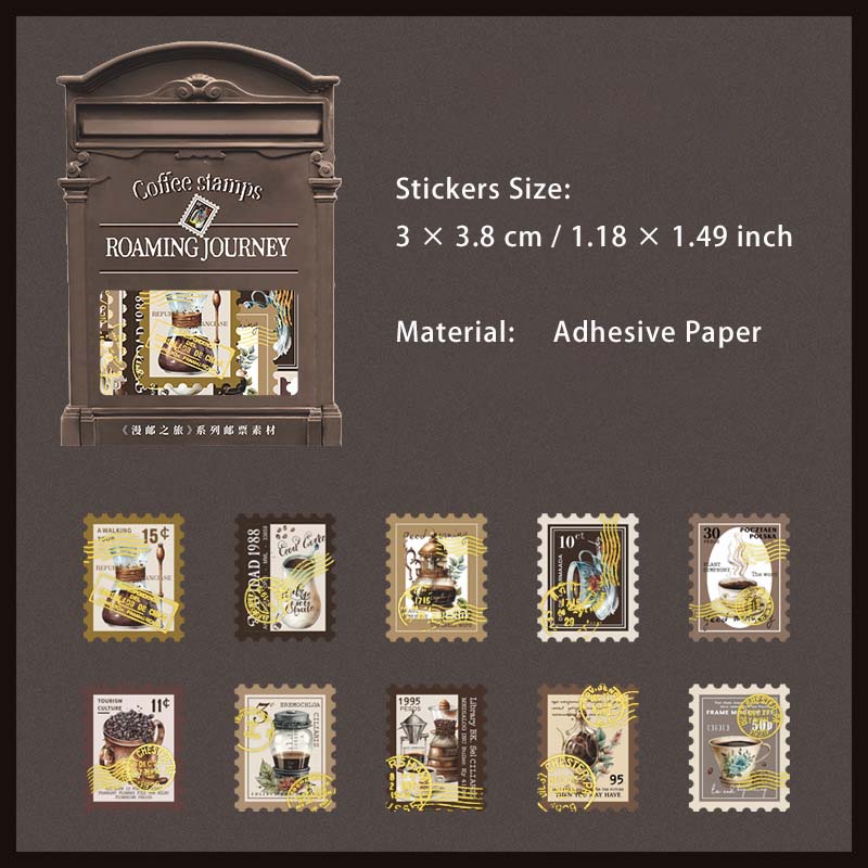 20 Pcs Vintage Postage Stamp Stickers MYZL