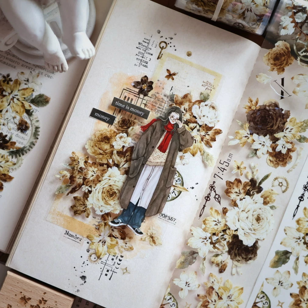 Floral Decorative Tape Rolls- Amber Glimmer