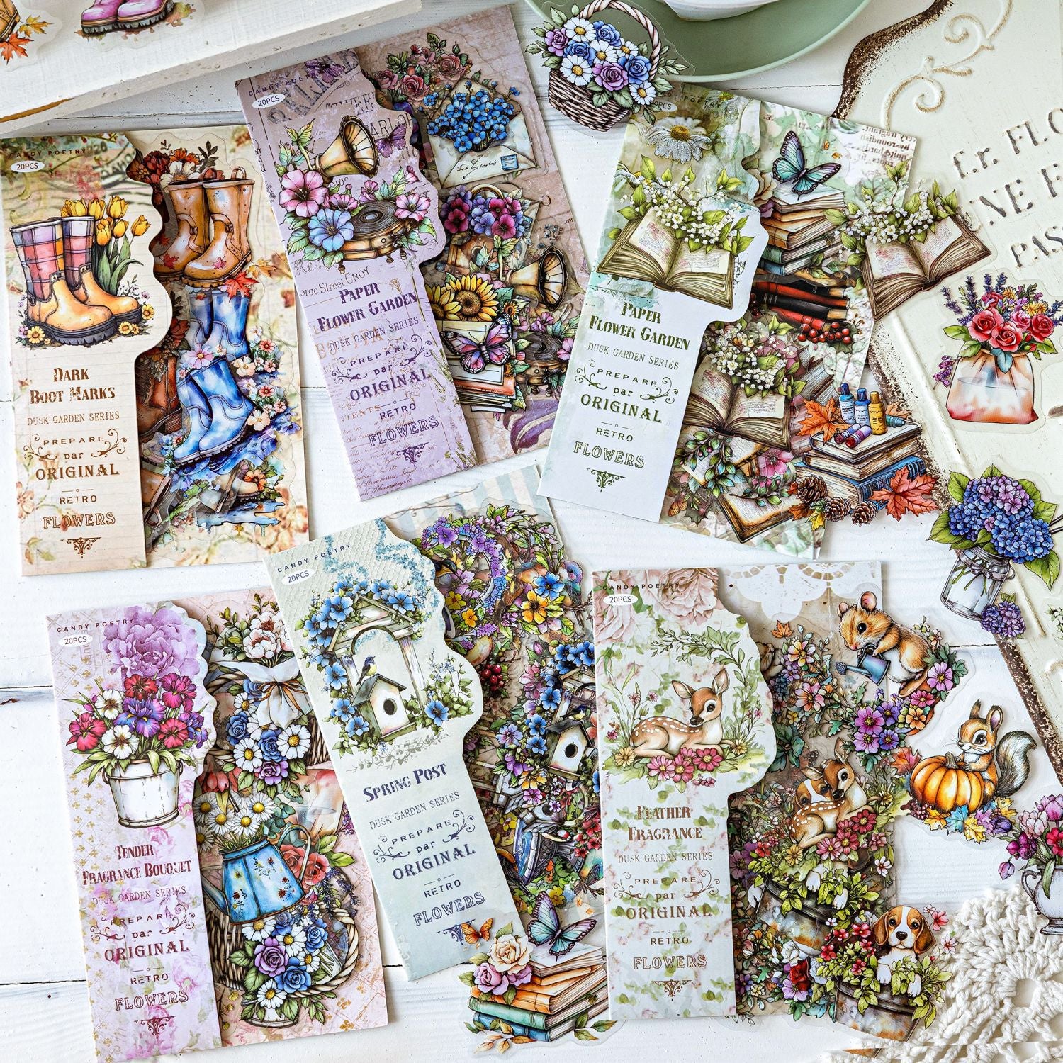 20 Pcs Floral Gadgets PET Stickers MAHY