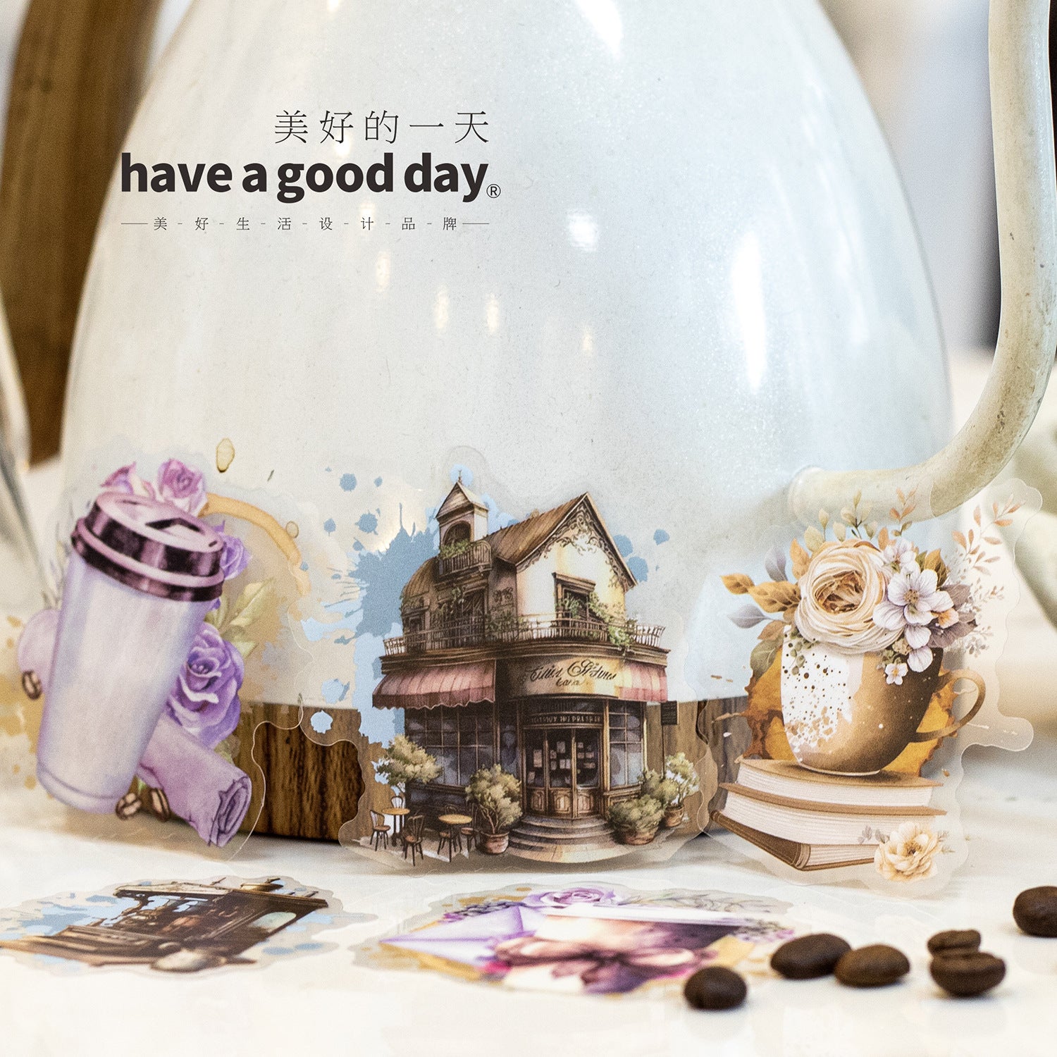 30 Pcs Coffee Theme PET Stickers LMKFG