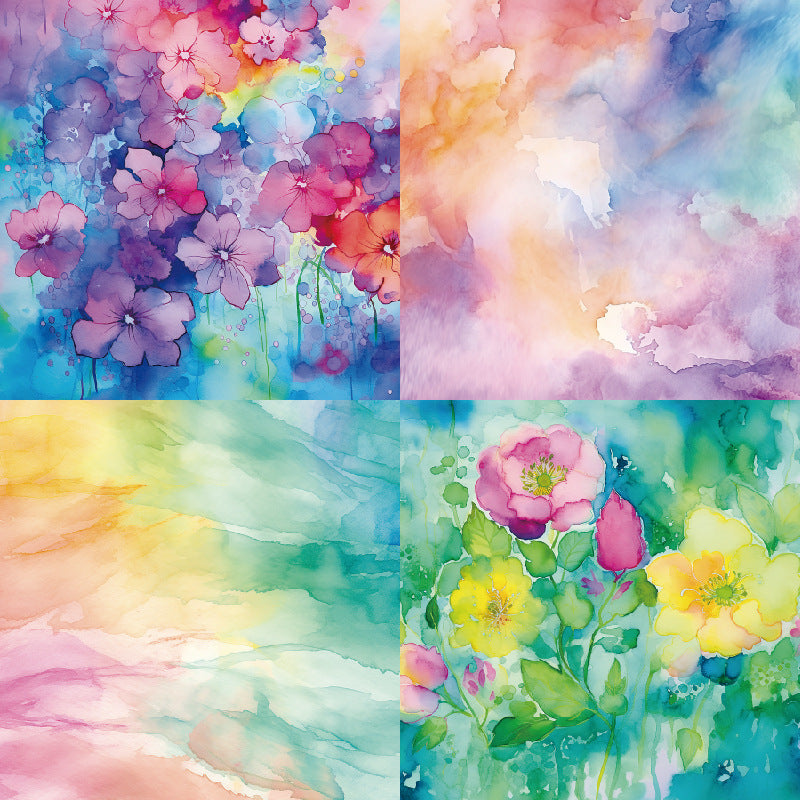 6 inch Watercolor Flower Scrapbook Paper Pad SKP433