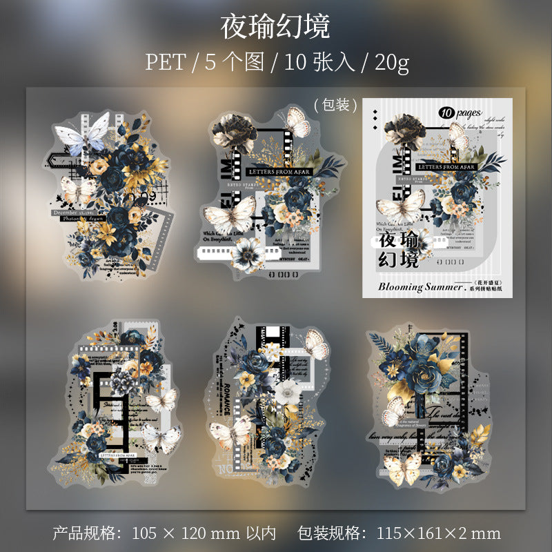 10 Pcs Butterfly and Flower PET Stickers HKSX