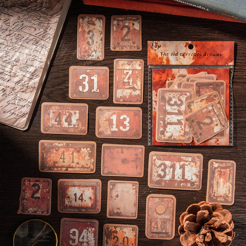 16 Pcs Vintage Object Stickers JSQM