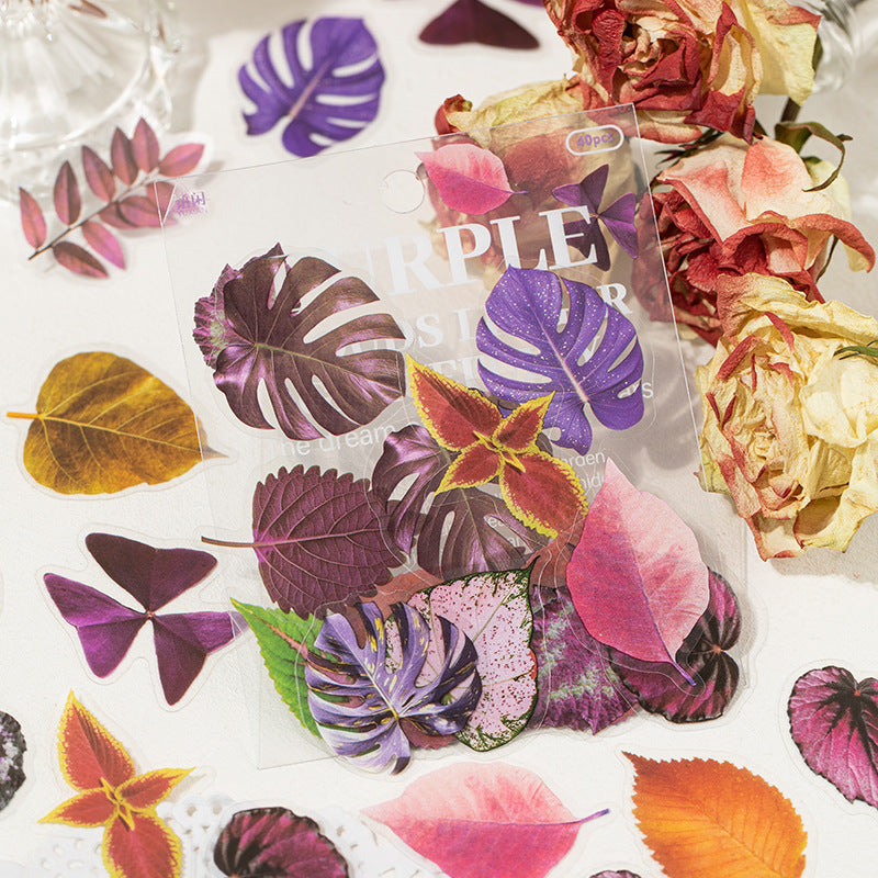 40 Pcs Seasonal Leaf PET Stickers ESSZM