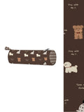 Mocha Puppy Club Artisan Canvas Barrel Pencil Case