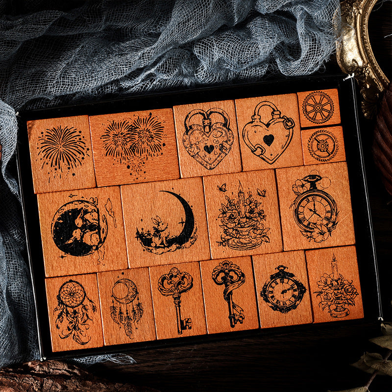 16 Pcs Creative Wooden Stamps Set CSTH