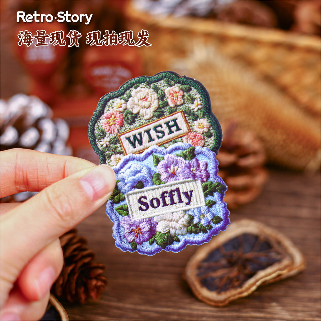 20 Pcs Embroidered Label Themed Cardstock Stickers BDXL