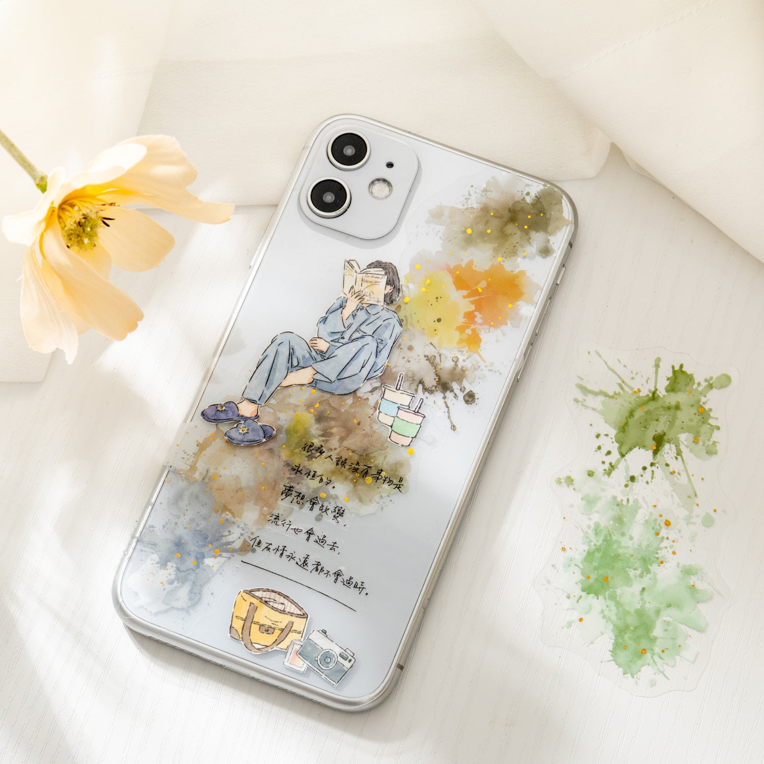 10 Pcs Watercolor PET Stickers SCHB