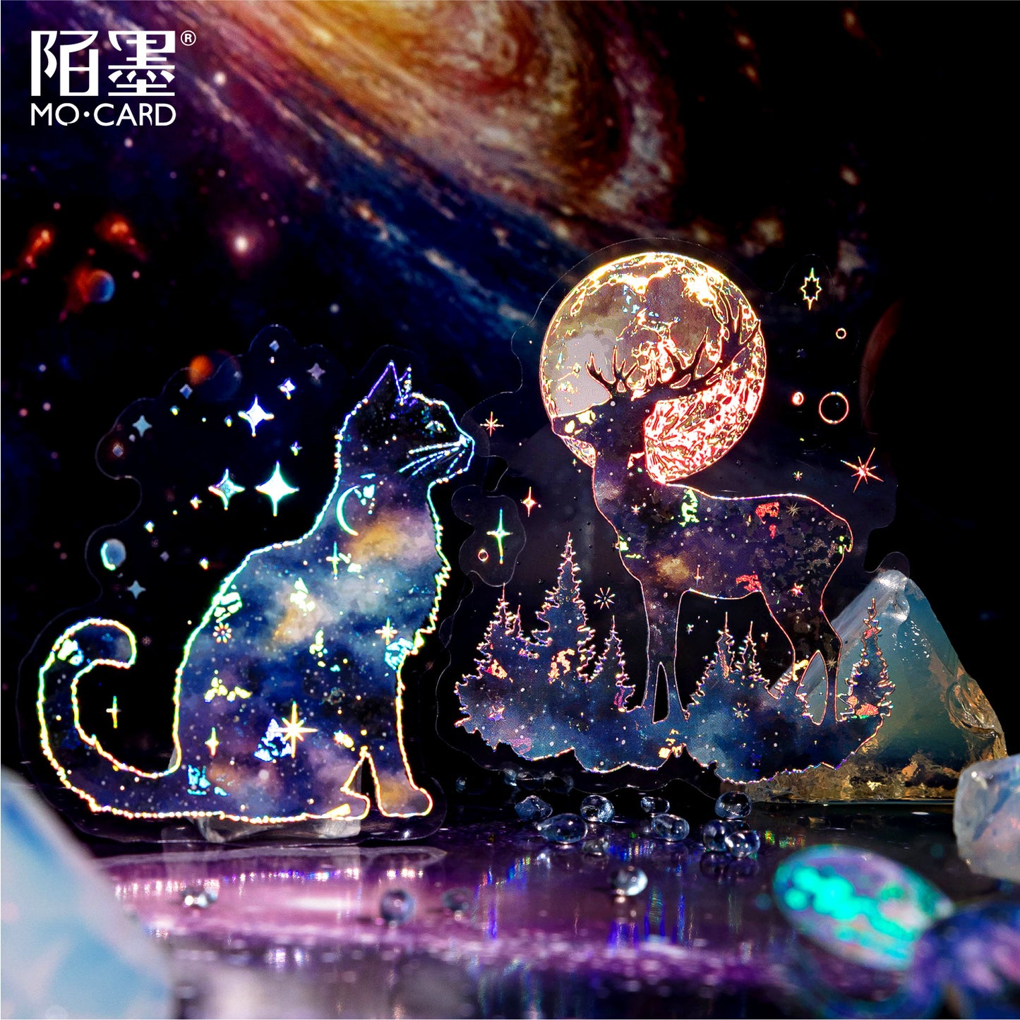 20 Pcs Galaxy Themed PET Stickers XKMY