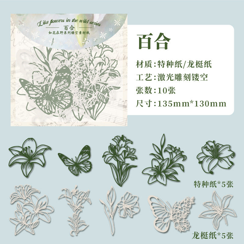 10 Pcs Cutout Paper Flowers RHZY