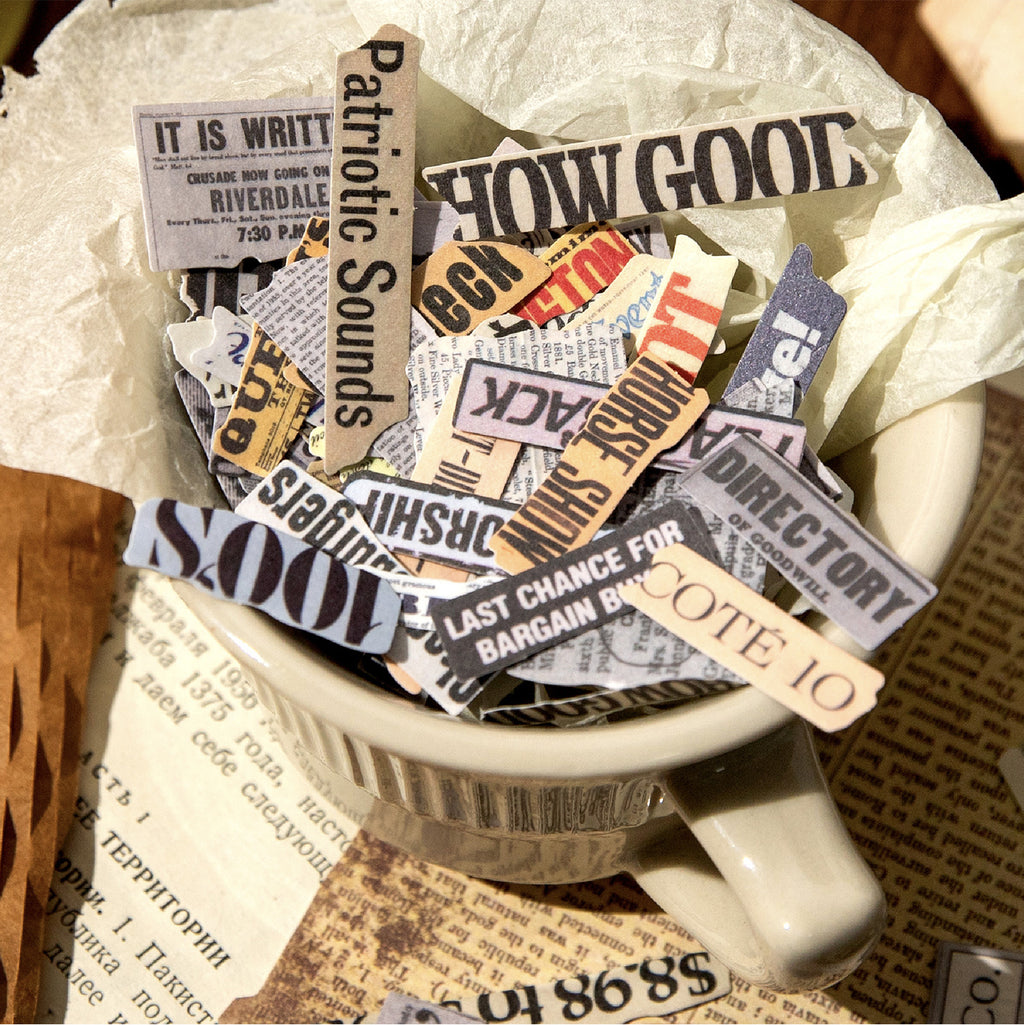 200 Pcs Vintage Word Stickers WZSP