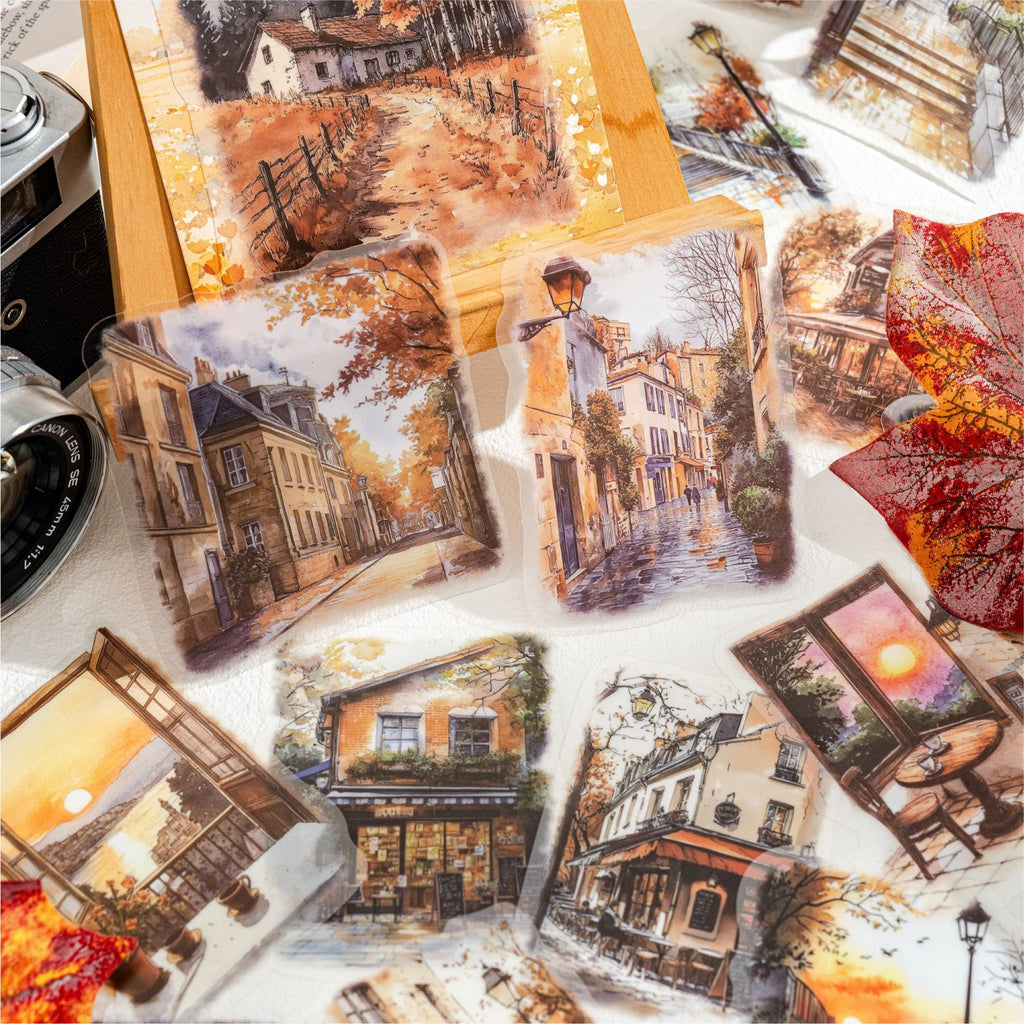 15 Pcs Street Landscape PET Stickers JDMB