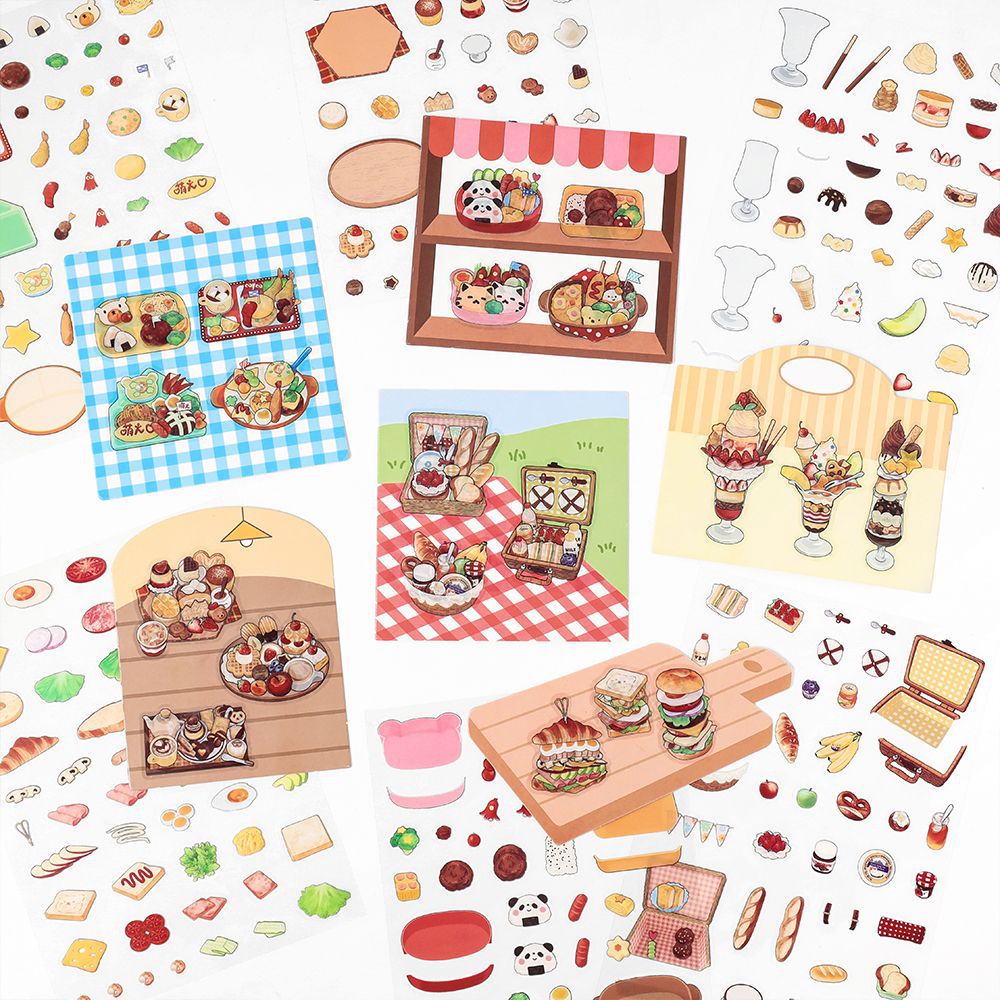 3D Scene Food Shop Card and Stickers Kit