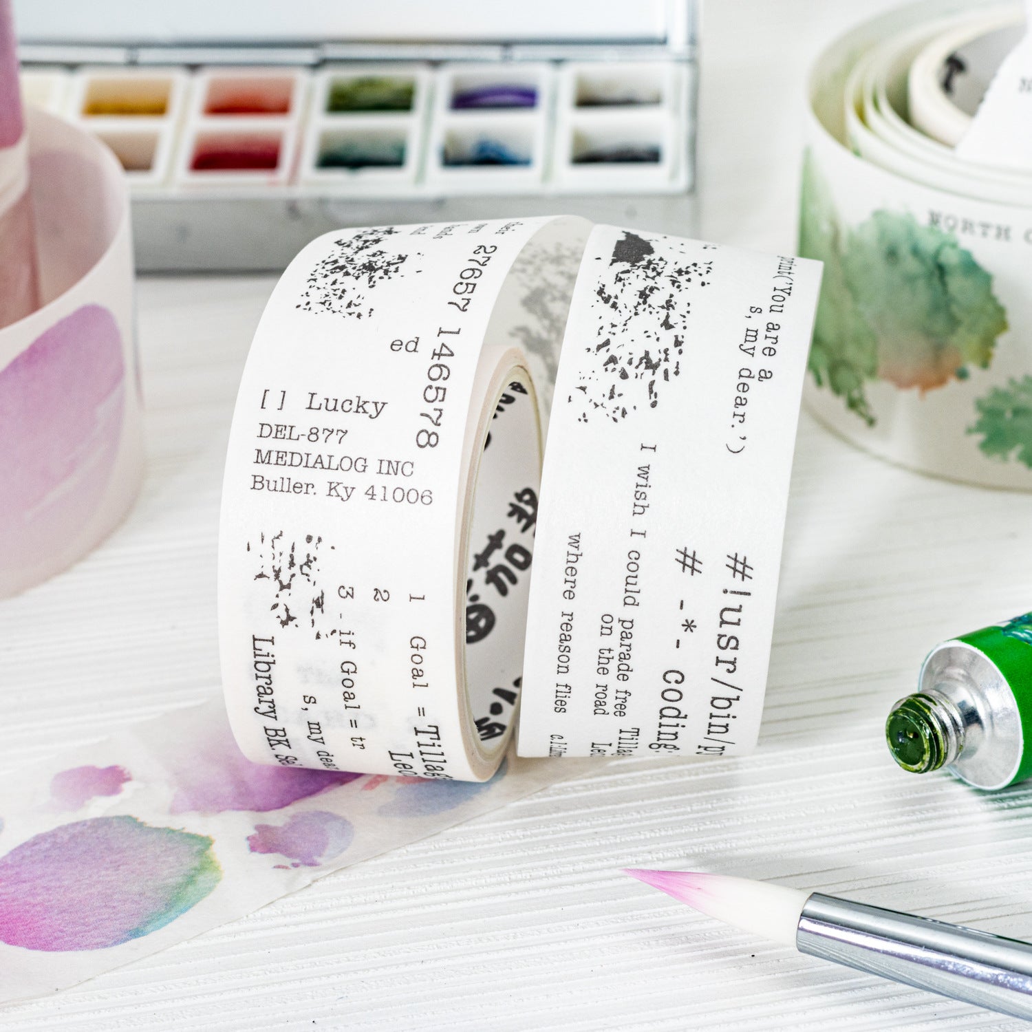 2 Rolls Watercolor and Poem Washi Tape WCBLS