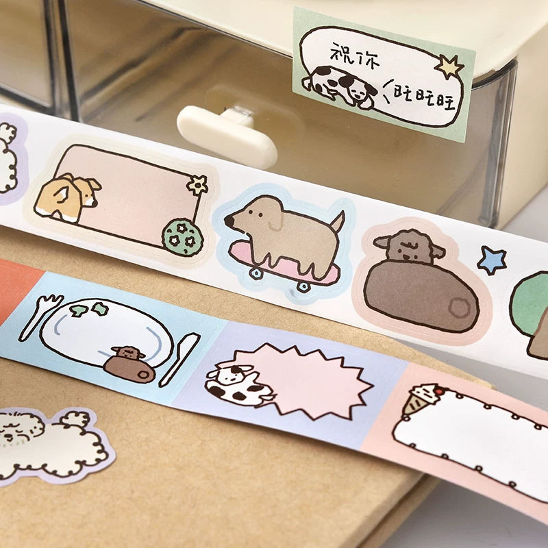 Kawaii Cozy Pets Writable Die-Cut Memo Tape - Relaxed Kitty