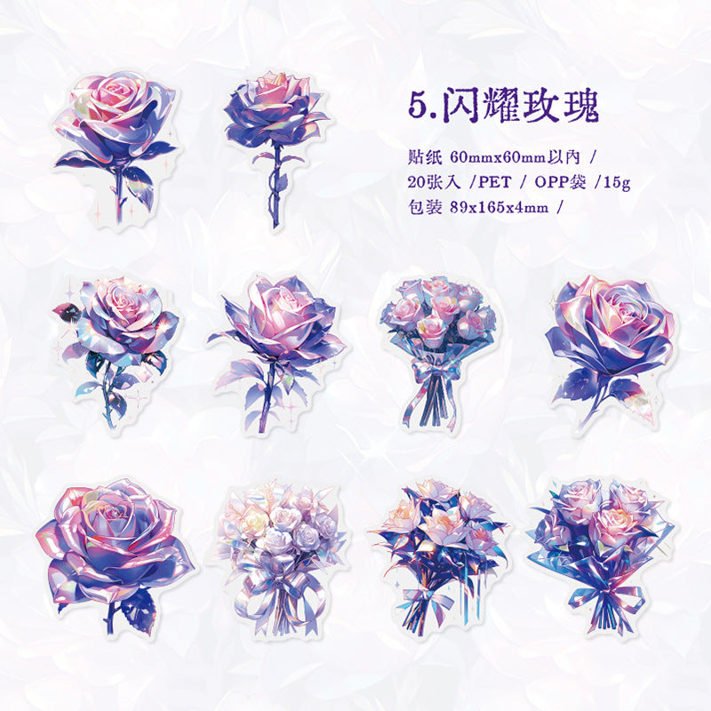 20 Pcs Rainbow Flowers PET Stickers CHDHH