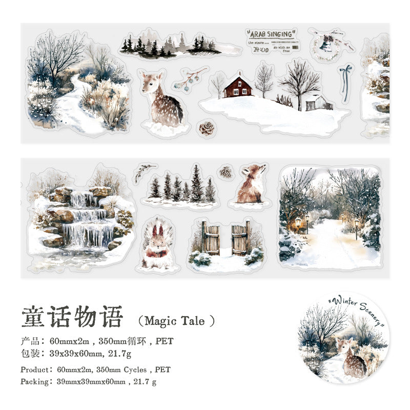 1 Roll Winter Landscape PET Stickers Tape DRXJ