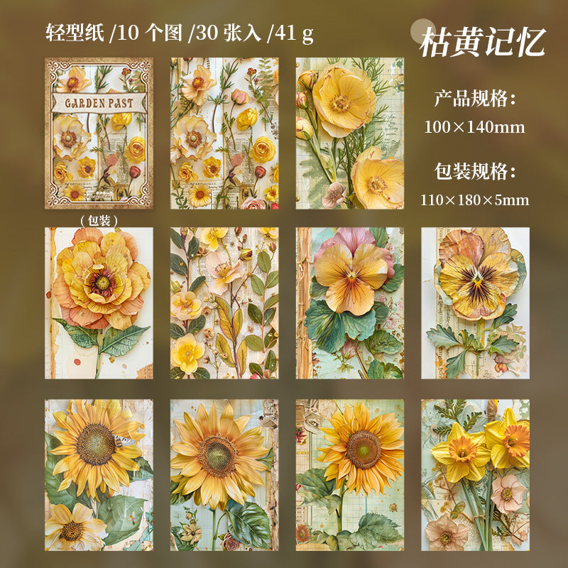 30 Pcs Flowers Scrapbook Paper HYWS