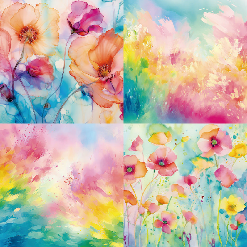 6 inch Watercolor Flower Scrapbook Paper Pad SKP433