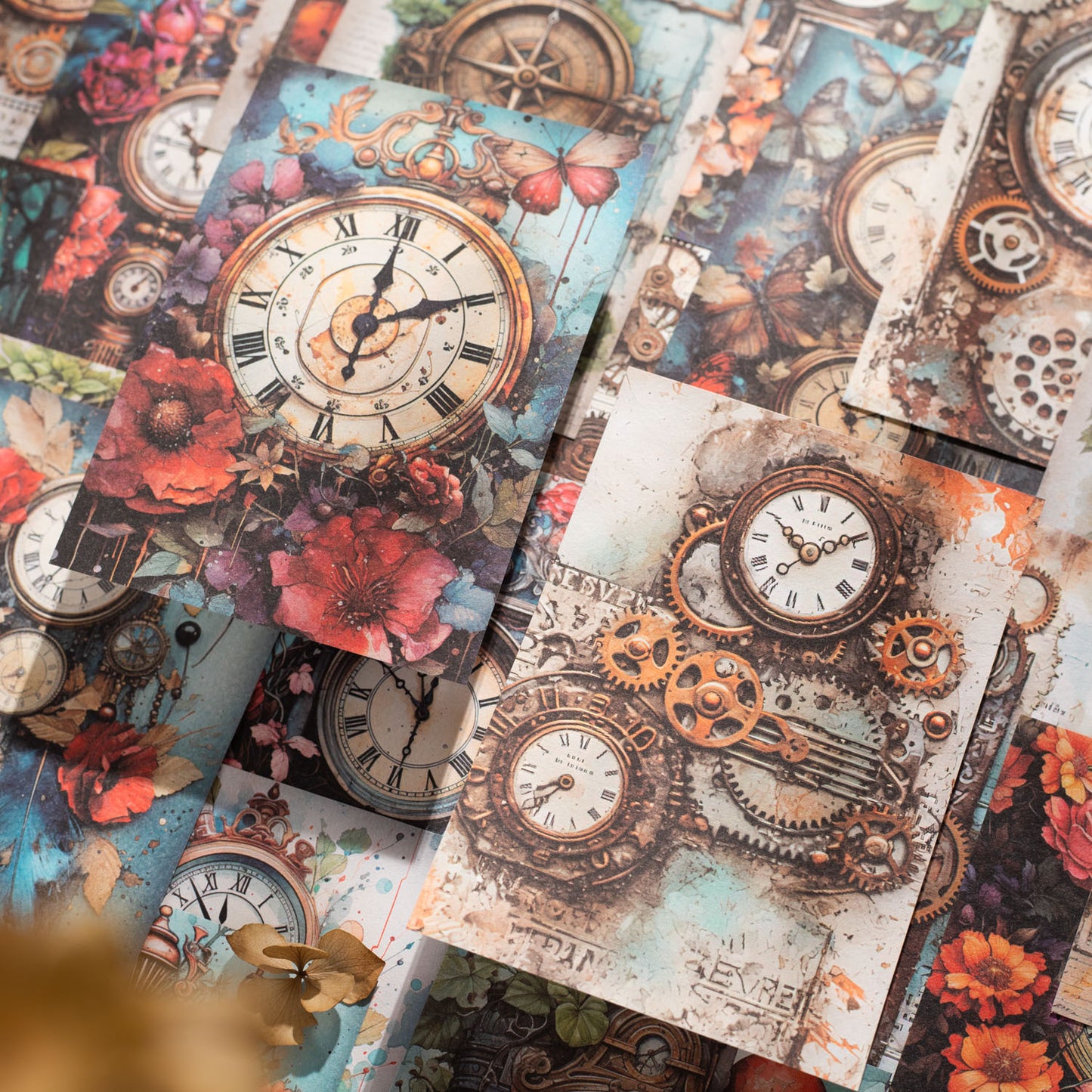 30 Sheets Vintage Clock Scrapbook Paper ZBGJ