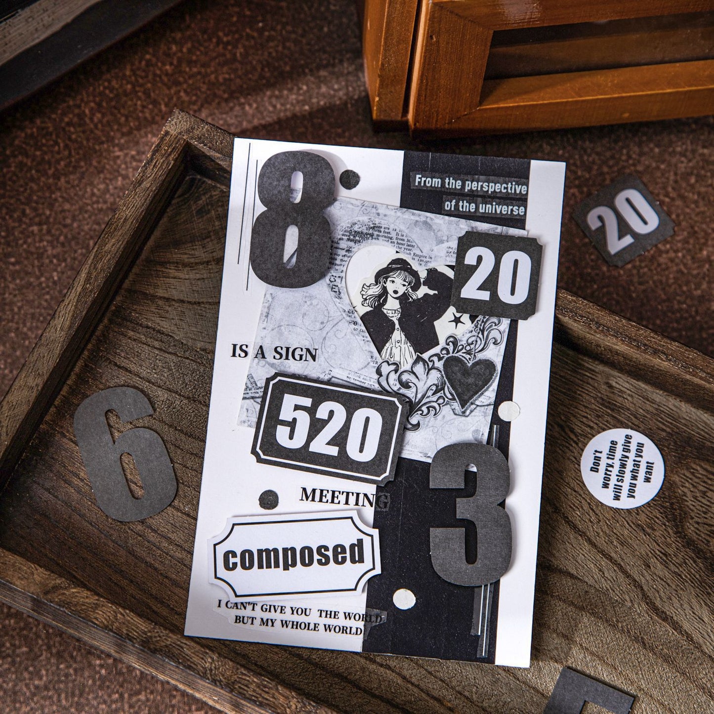 20 Pcs Vintage Number Cardstock Stickers SZCD