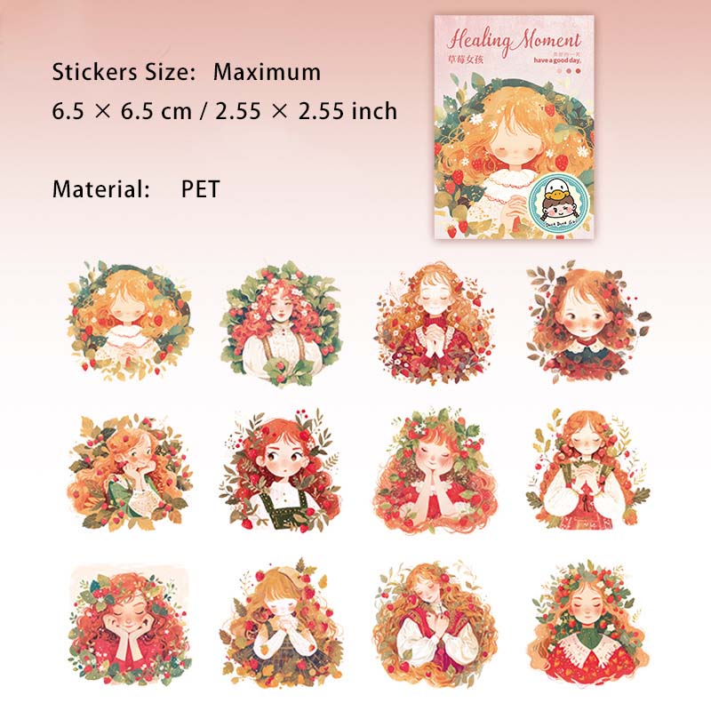 12 Pcs Cartoon Little Girl PET Stickers ZYSL
