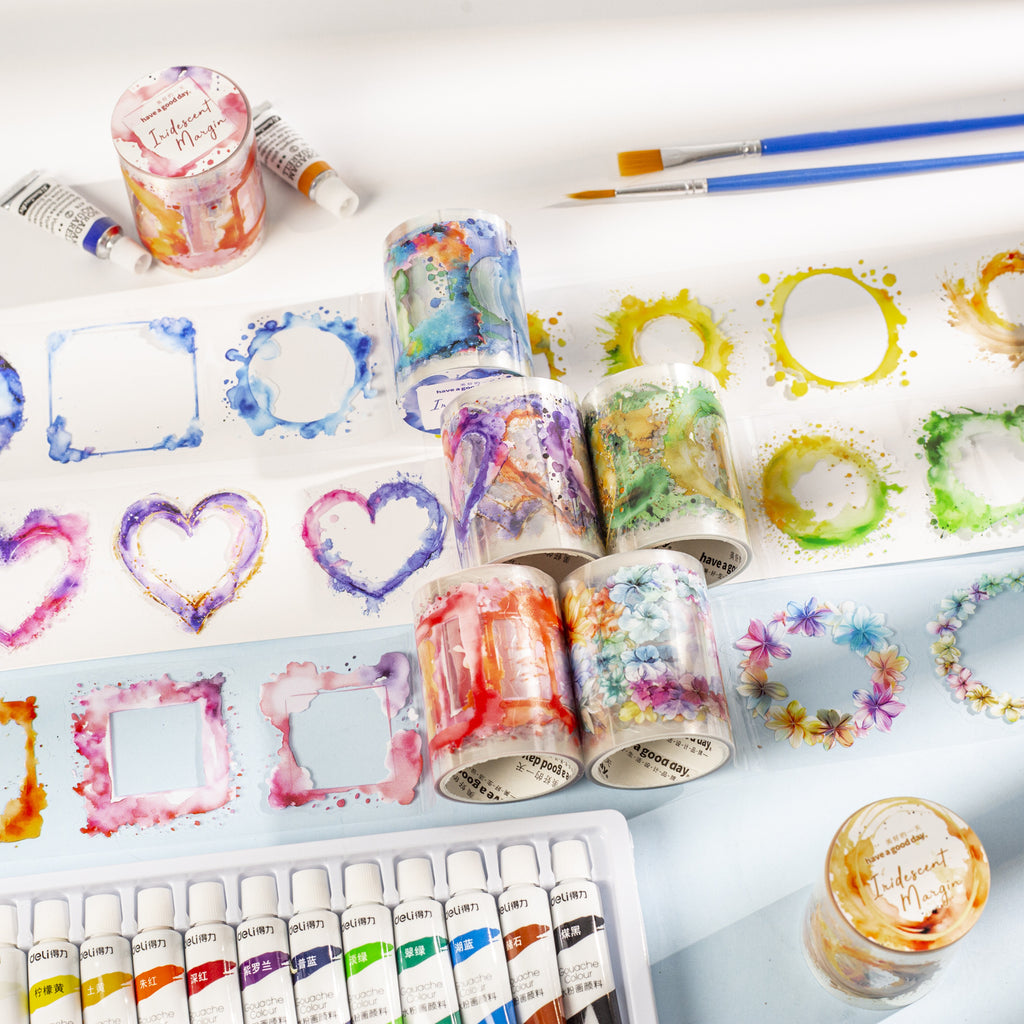 1 Roll Watercolor Frame PET Stickers Tape HCBJ