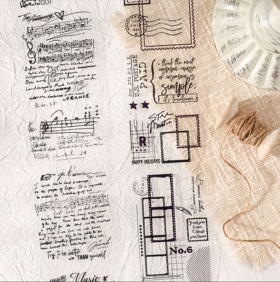 4 Rolls Vintage Letter PET Tapes Set SXWS