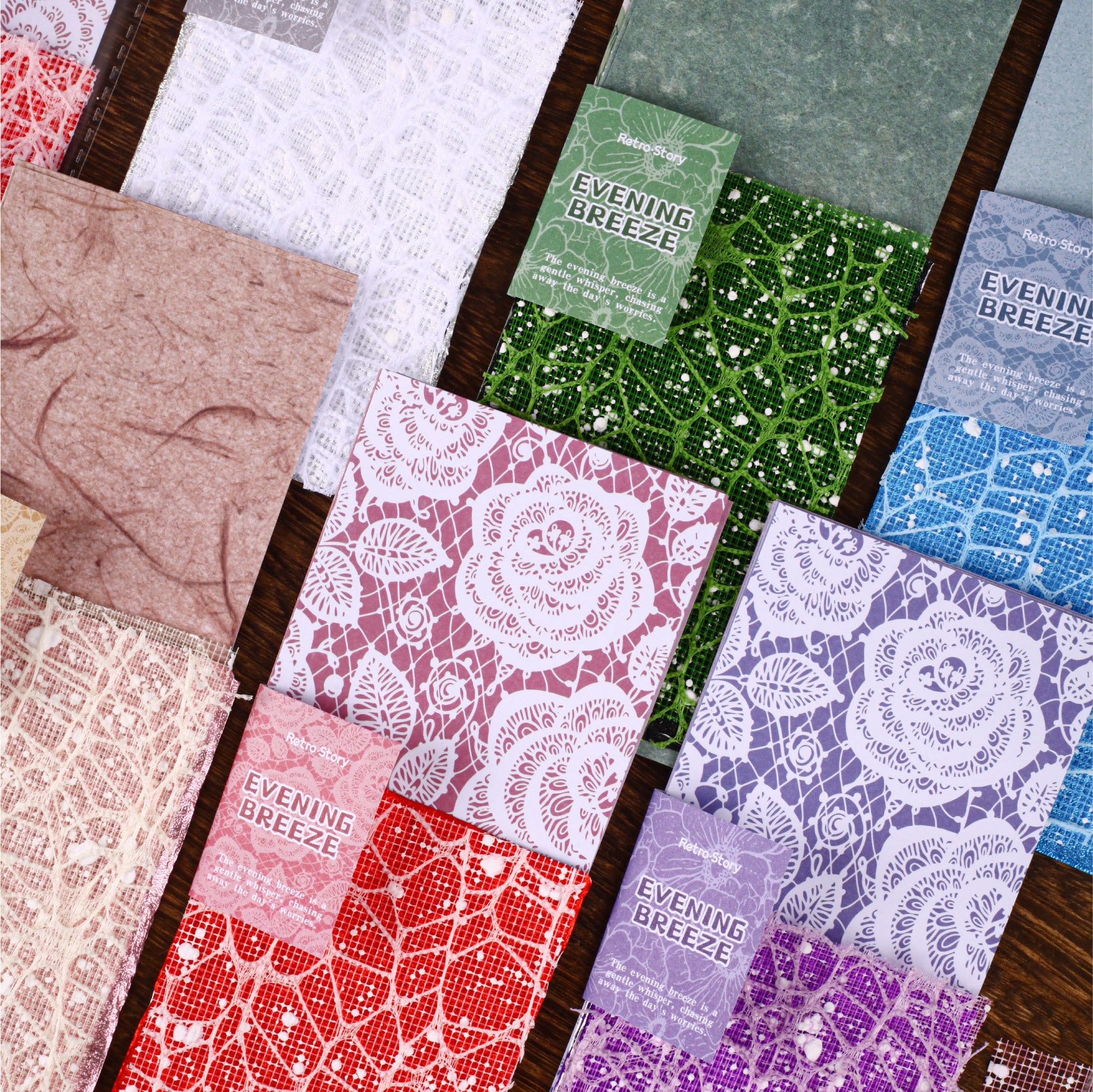 18 Sheets Textured Journal Paper and Mesh Fabric WFXL