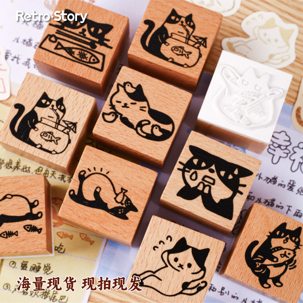 Cat Theme Wooden Stamp MMXX