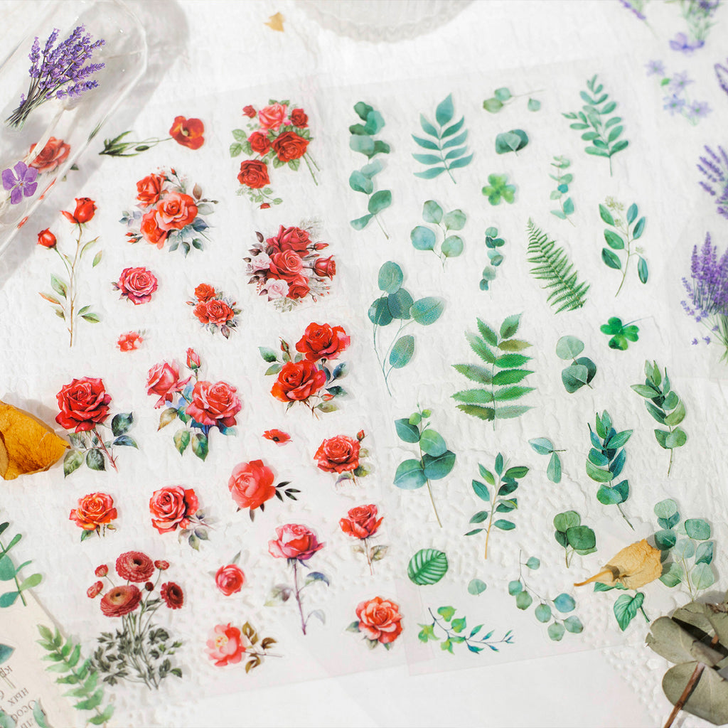 6 Sheets PET Flower Stickers HYCT