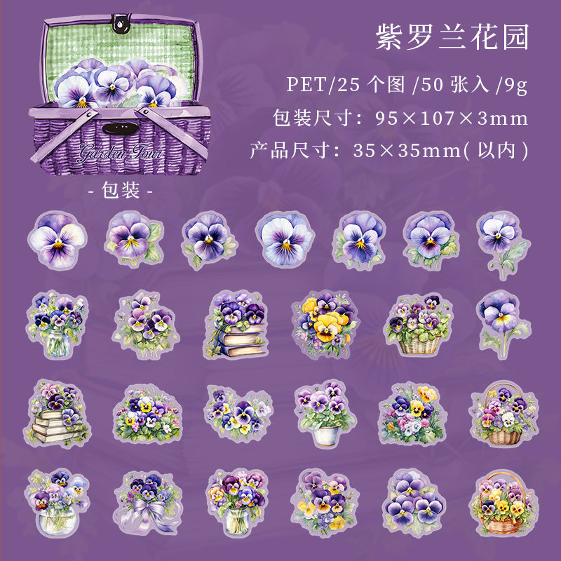 50 Pcs PET Flower Stickers HYZL