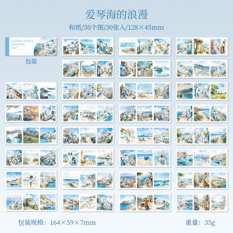 30 Pcs Travel Landscape Washi Stickers Book SJYDFJ