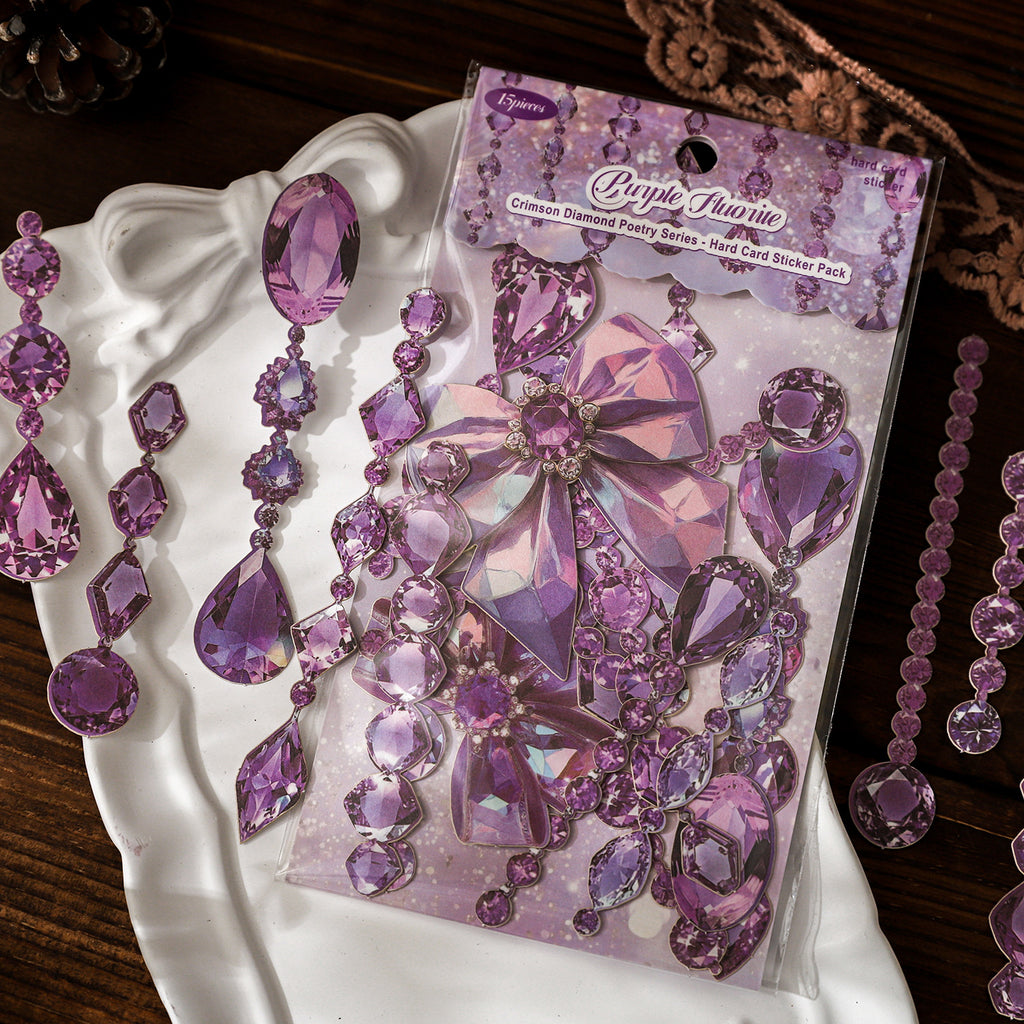 15 Pcs Diamond Jewelry PET Stickers FZZS