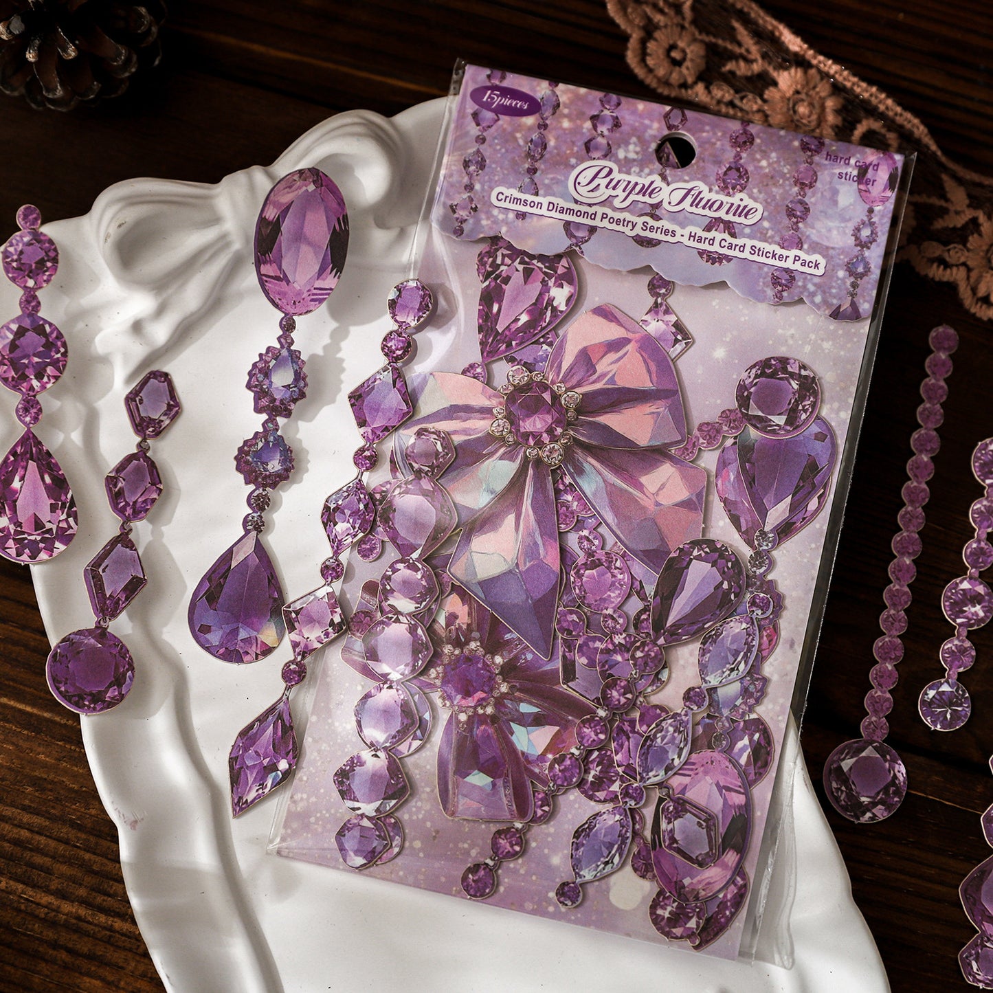 15 Pcs Diamond Jewelry PET Stickers FZZS