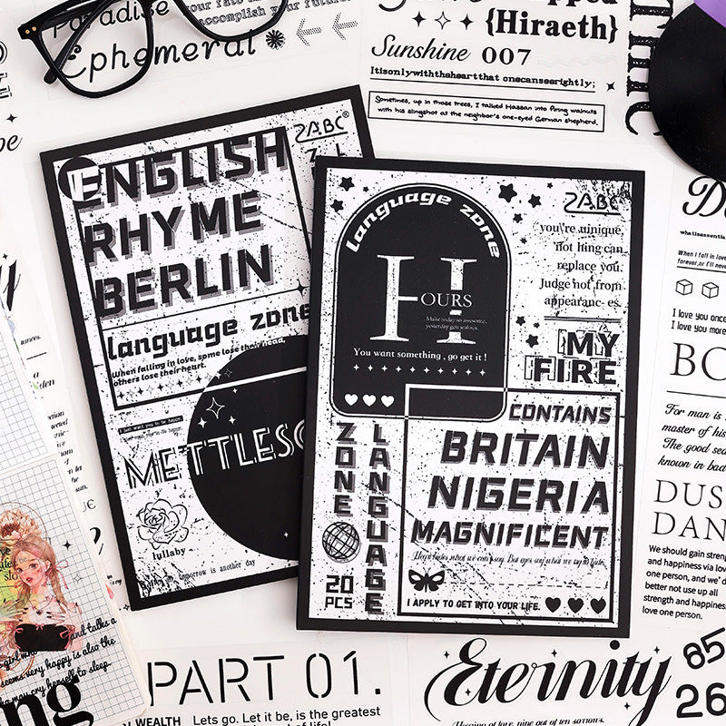 20 Sheets Word Quote PET Stickers Book YXDD