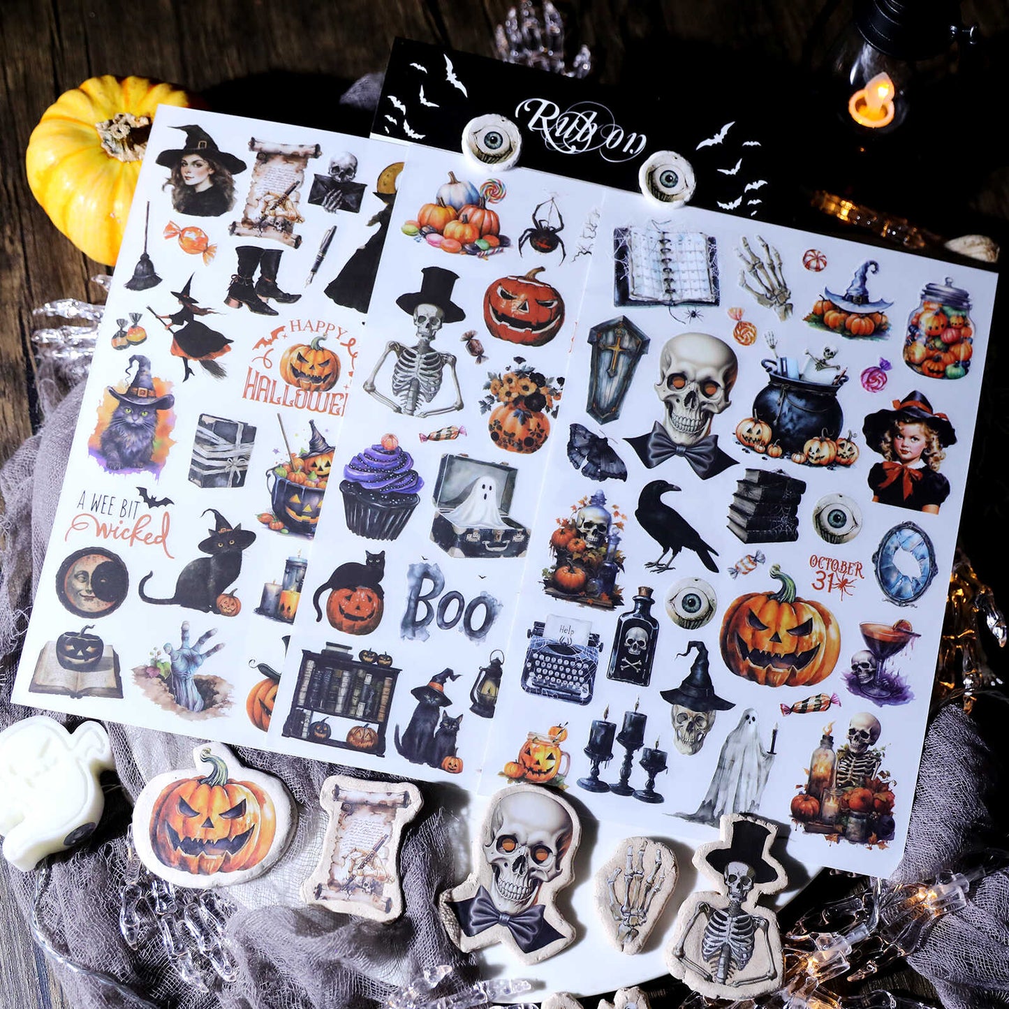 3 Sheet Halloween Rub on Stickers