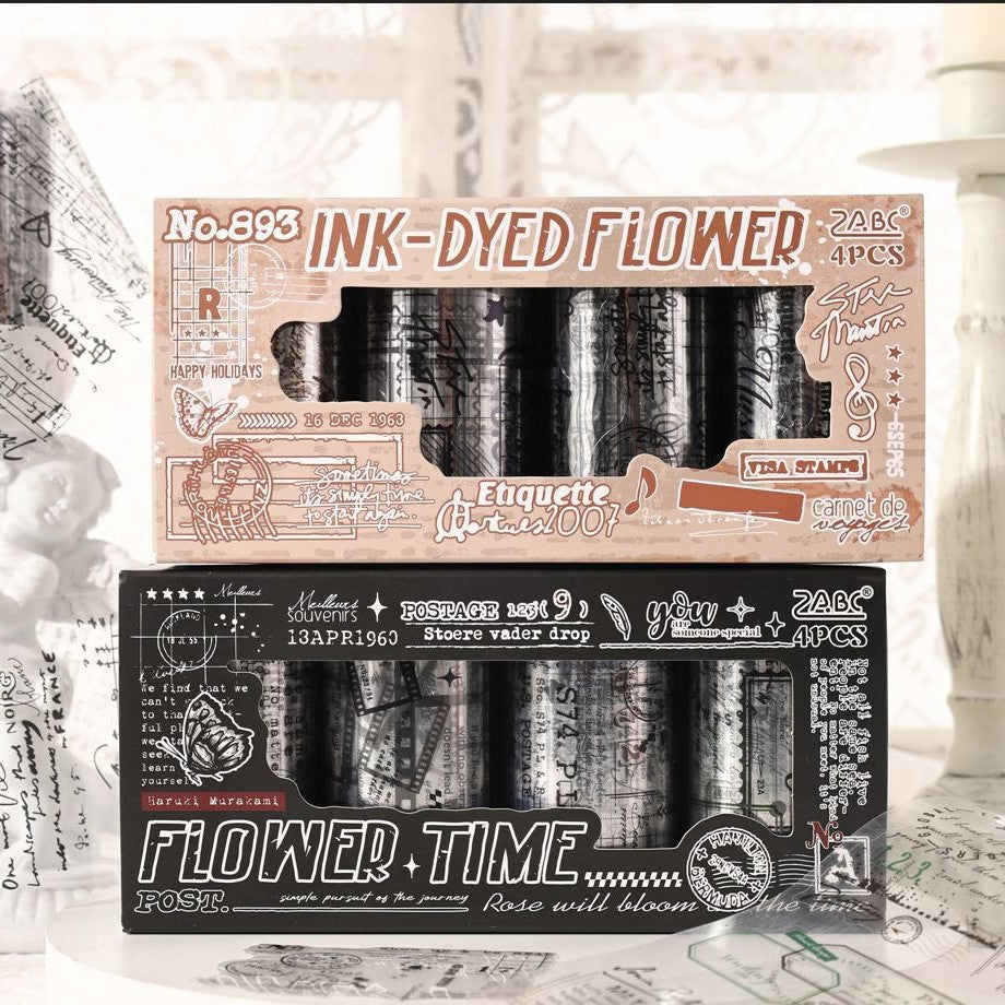 4 Rolls Vintage Letter PET Tapes Set SXWS