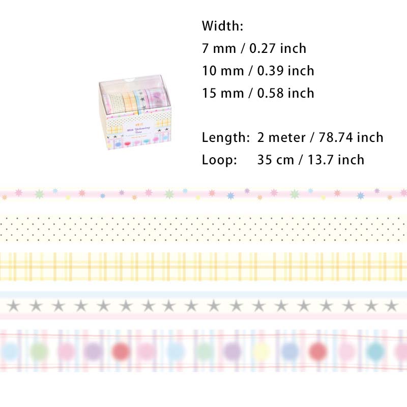 5 Rolls Cute Washi Tape MYXXD