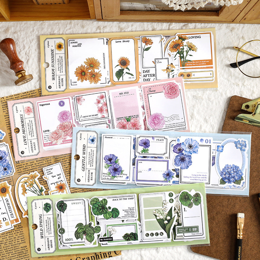 6 Pcs Plant PET Stickers SYWF
