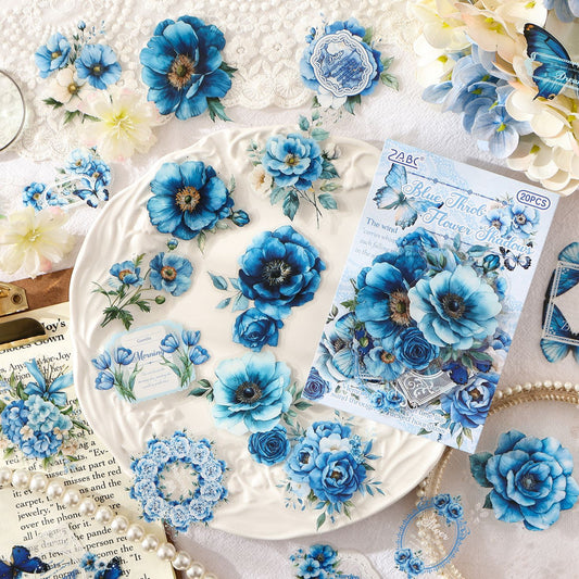 20 Pcs Vintage Flower PET Stickers FGHS