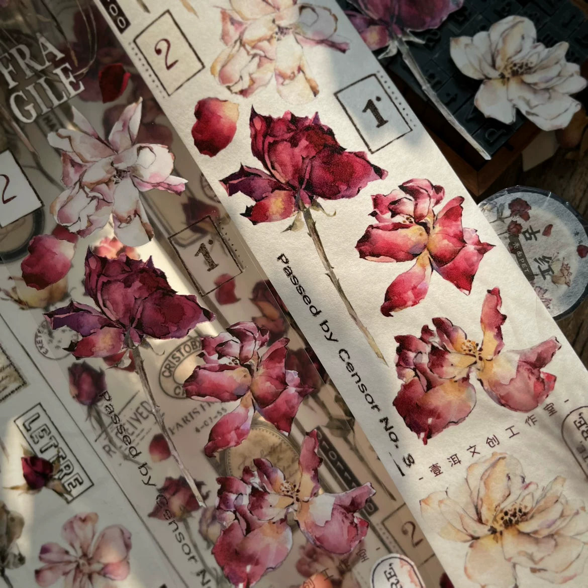 Floral Decorative Tape Rolls- Crimson Heritage