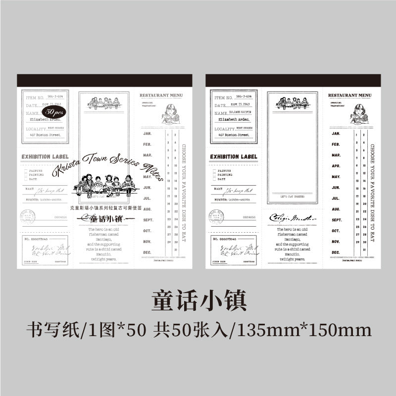 50 Pcs Vintage Notepad Paper KLSTXZ