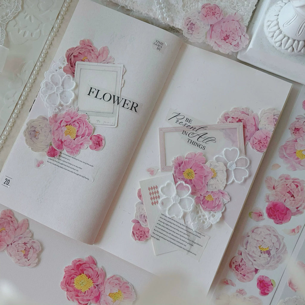 Floral Decorative Tape Rolls- Peony Blush