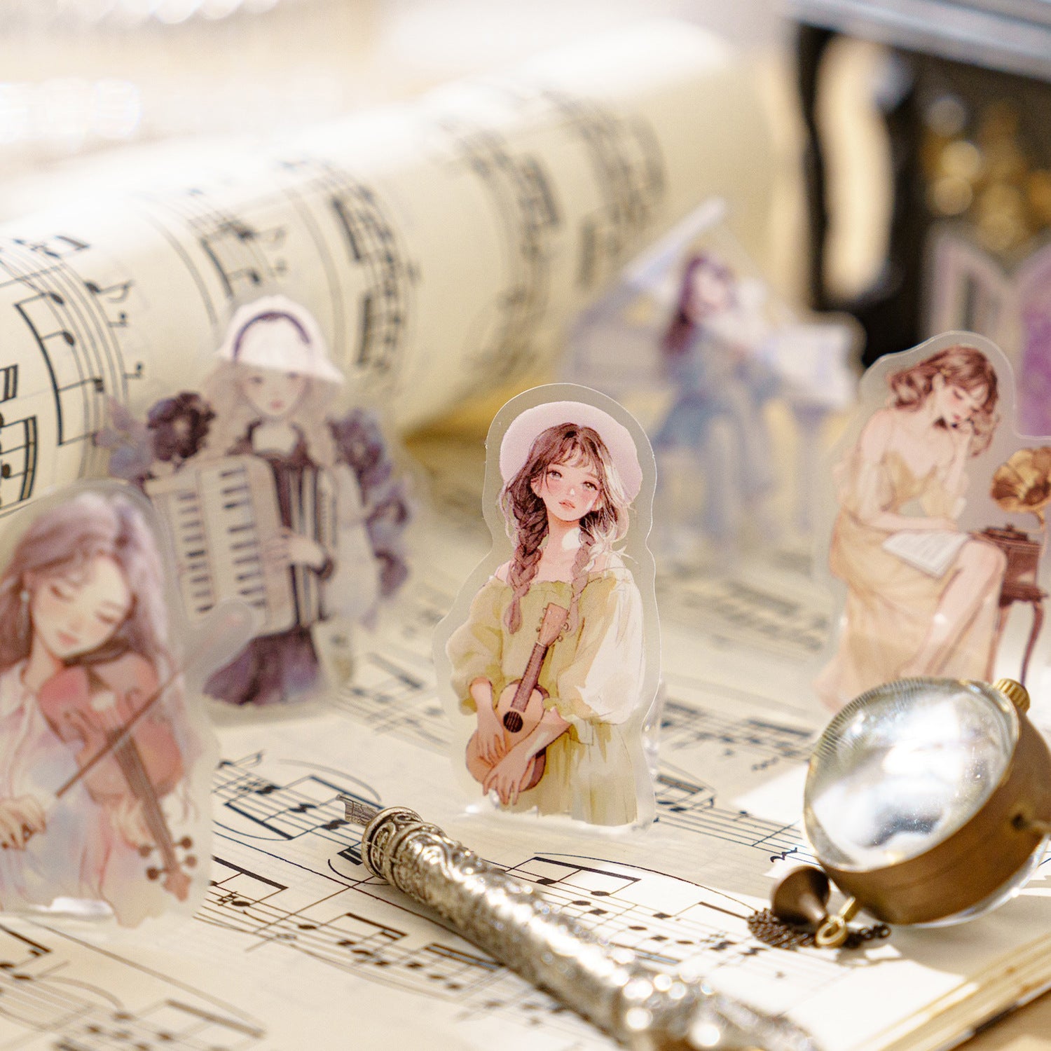 40 Pcs Musical Girl PET Stickers YYNZTJ