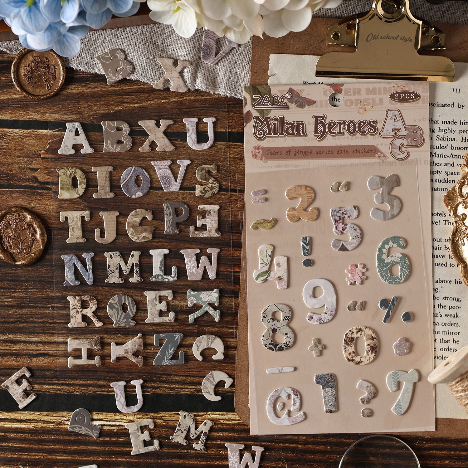 2 Sheets Vintage Alphabet Letter Stickers HYYWG