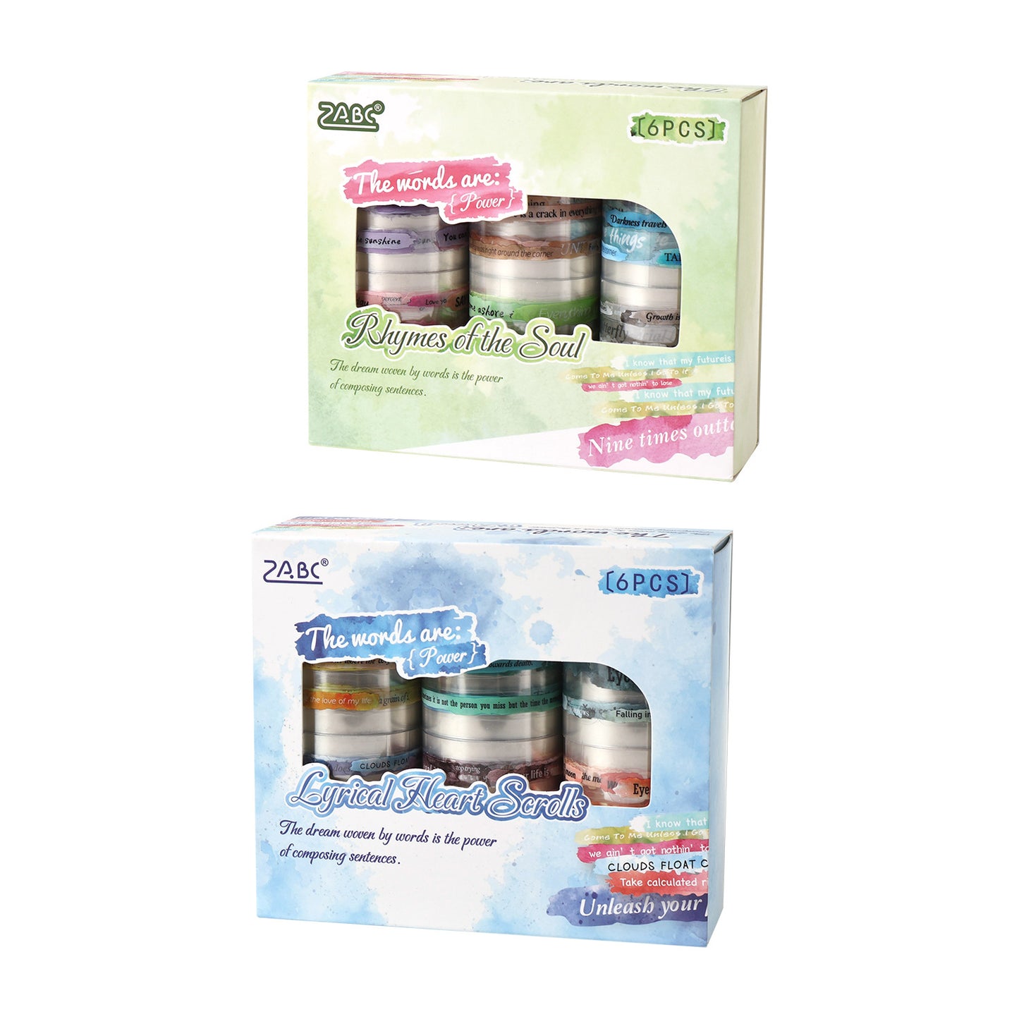 6 Rolls Waterclor Words Sentence Stickers Tapes Set CHTTL